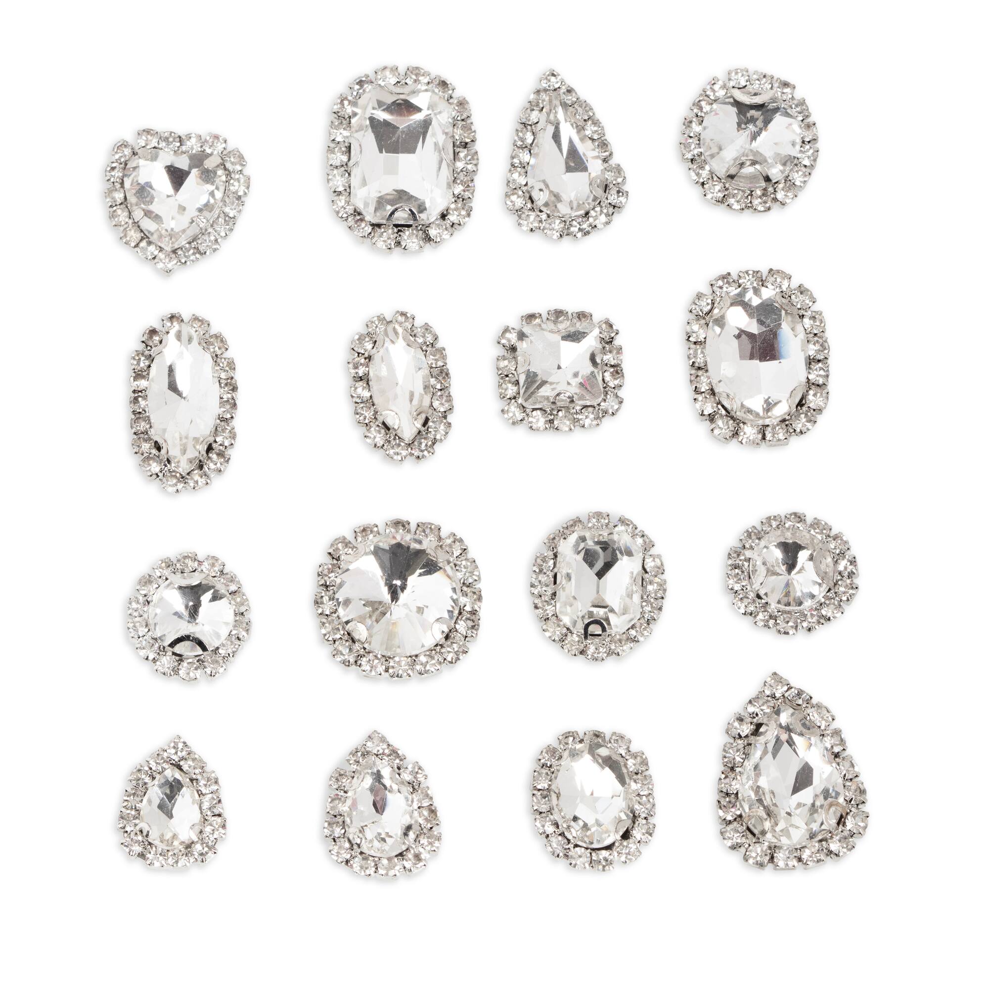 CousinDIY Silver Cupchain Crystal Glass Sew-On Rhinestones, 17ct.